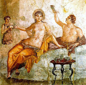 Innenarchitektur römische Antike Möbel - kleiner Beistelltisch - Fresco Hercunaleum